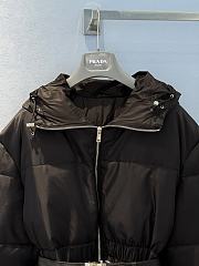 Okify Prada Black Waist Hooded Down Jacket For Women - 2