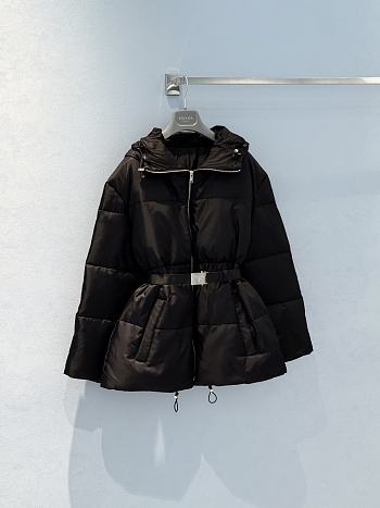 Okify Prada Black Waist Hooded Down Jacket For Women