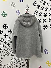 Okify Moncler Gray Layered Wool Jacket With Hoodie And Quilted Lining Unisex - 5