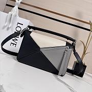 Okify Loewe Puzzle Small Bag In Black, White And Gray Nappa Calfskin 24x16.5x10.5cm - 2