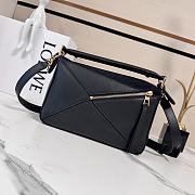 Okify Loewe Puzzle Small Bag In Black Calfskin And Suede 24x16.5x10.5cm - 3
