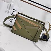 Okify Loewe Puzzle Small Bag In Green Calfskin And Brown Suede 24x16.5x10.5cm - 6