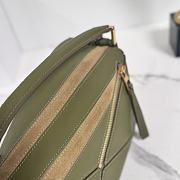 Okify Loewe Puzzle Small Bag In Green Calfskin And Brown Suede 24x16.5x10.5cm - 4