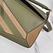 Okify Loewe Puzzle Small Bag In Green Calfskin And Brown Suede 24x16.5x10.5cm - 3