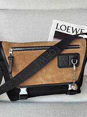 Okify Loewe Flex Medium Messenger Bag In Black Canvas And Brown Suede 38x27x9.5cm - 5