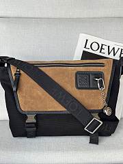 Okify Loewe Flex Medium Messenger Bag In Black Canvas And Brown Suede 38x27x9.5cm - 1