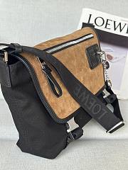 Okify Loewe Flex Medium Messenger Bag In Black Canvas And Brown Suede 38x27x9.5cm - 4