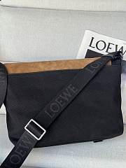 Okify Loewe Flex Medium Messenger Bag In Black Canvas And Brown Suede 38x27x9.5cm - 2