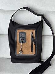 Okify Loewe Flex Small Loop Bucket Bag Black Canvas And Brown Suede 32x12x28cm - 1