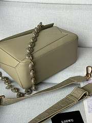Okify Loewe Puzzle Edge Bag In Dark Green With Metal Chain 24x10.5x16cm - 6