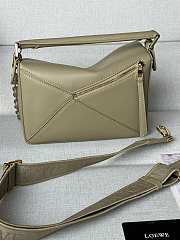 Okify Loewe Puzzle Edge Bag In Dark Green With Metal Chain 24x10.5x16cm - 4