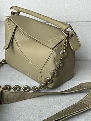 Okify Loewe Puzzle Edge Bag In Dark Green With Metal Chain 24x10.5x16cm - 3