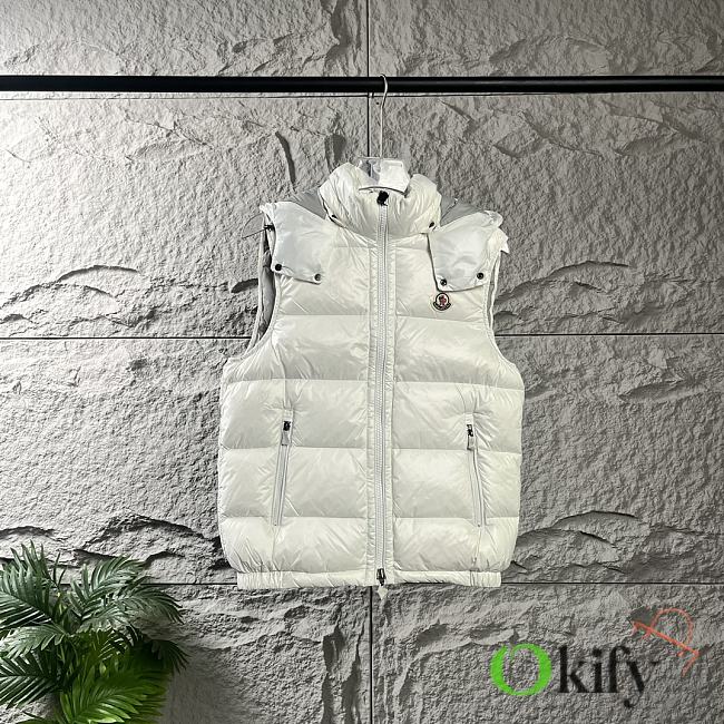 Okify Moncler Bormes White Sleeveless Hooded Down Vest Unisex  - 1