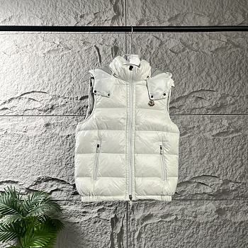 Okify Moncler Bormes White Sleeveless Hooded Down Vest Unisex 