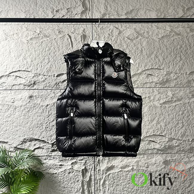 Okify Moncler Bormes Black Sleeveless Hooded Down Vest Unisex  - 1