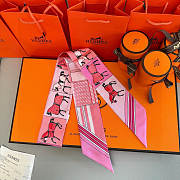 Okify Hermes Pink Twill Silk Scarf 25996 - 6