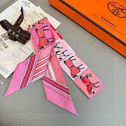 Okify Hermes Pink Twill Silk Scarf 25996 - 4