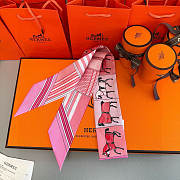 Okify Hermes Pink Twill Silk Scarf 25996 - 3