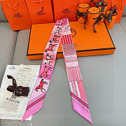 Okify Hermes Pink Twill Silk Scarf 25996 - 1