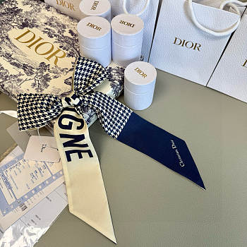 Okify Dior Blue Twill Silk Scarf 105x6cm 