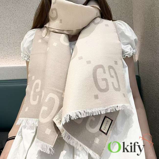 Okify Gucci Beige Cashmere Scarf 70x180cm - 1