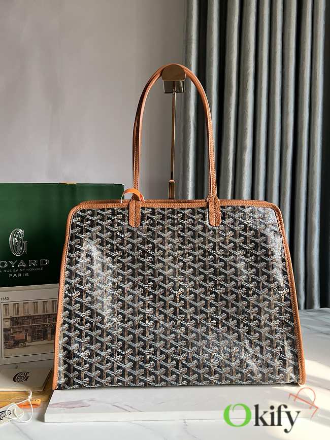 Okify Goyard Hardy PM Bag In Black And Brown 40x31x17cm  - 1