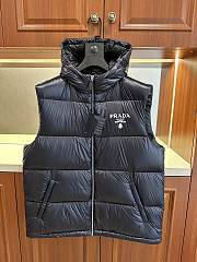 Okify Prada Black Hooded Sleevesless Down Jacket Unisex - 1