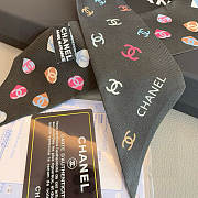 Okify CC Black Twilly Scarf With Little Hearts 120x6cm - 4