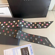 Okify CC Black Twilly Scarf With Little Hearts 120x6cm - 2
