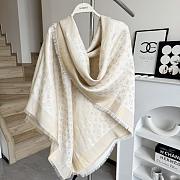 Okify Louis Vuitton Beige Wool And Silk Square Scarf 140x140cm - 6
