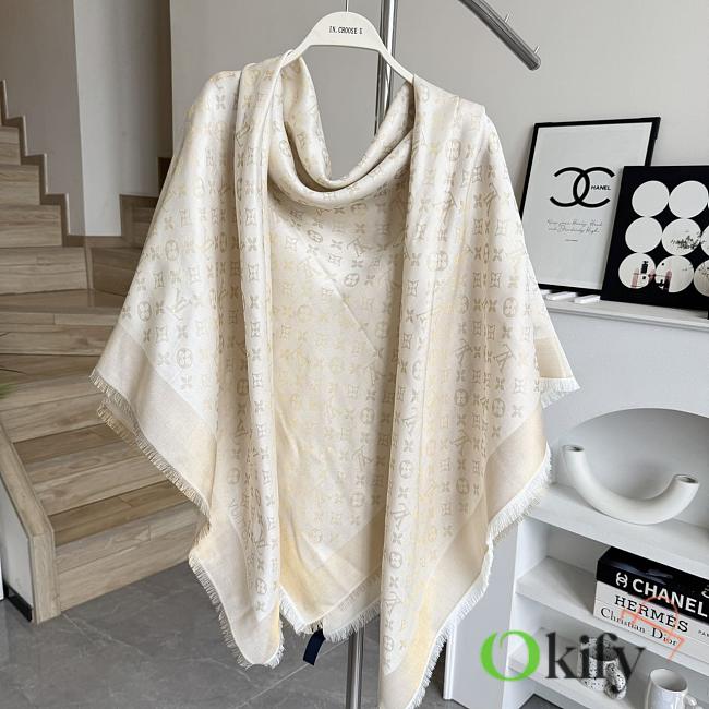 Okify Louis Vuitton Beige Wool And Silk Square Scarf 140x140cm - 1