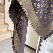 Okify Louis Vuitton Brown Wool And Silk Square Scarf 140x140cm - 3