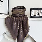 Okify Louis Vuitton Brown Wool And Silk Square Scarf 140x140cm - 2