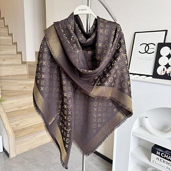Okify Louis Vuitton Brown Wool And Silk Square Scarf 140x140cm