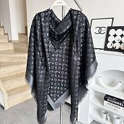 Okify Louis Vuitton Black Wool And Silk Square Scarf 140x140cm - 1