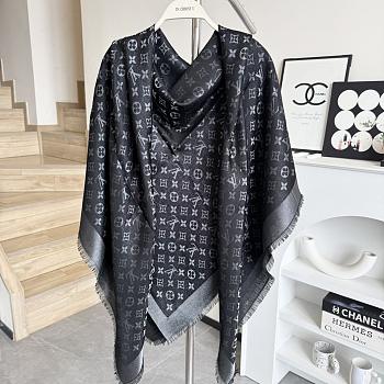 Okify Louis Vuitton Black Wool And Silk Square Scarf 140x140cm