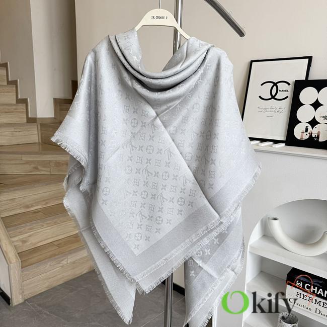 Okify Louis Vuitton Gray Wool And Silk Square Scarf 140x140cm - 1