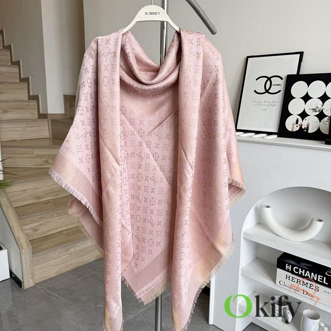 Okify Louis Vuitton Pink Wool And Silk Square Scarf 140x140cm - 1