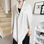 Okify Louis Vuitton Gray Wool And Silk Square Scarf With Gold Monogram 140x140cm - 6
