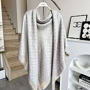 Okify Louis Vuitton Gray Wool And Silk Square Scarf With Gold Monogram 140x140cm - 1