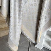 Okify Louis Vuitton Gray Wool And Silk Square Scarf With Gold Monogram 140x140cm - 2