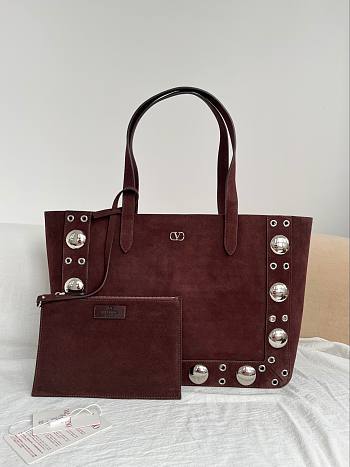 Okify Valentino Garavani Nellcôte Bag In Deep Burgundy Suede 40x30x13cm