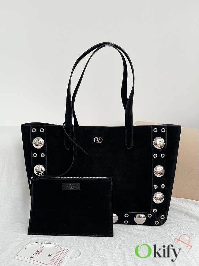 Okify Valentino Garavani Nellcôte Bag In Black Suede 40x30x13cm - 1