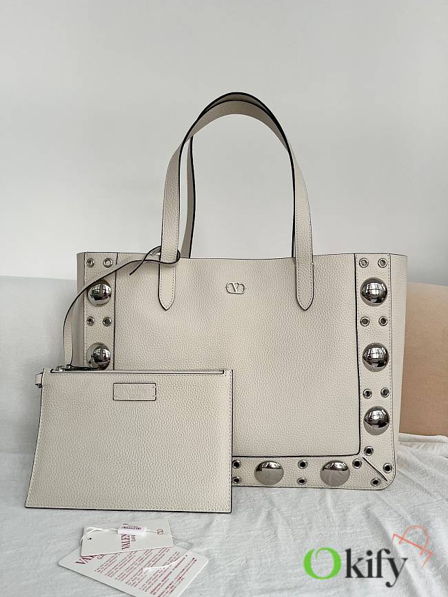 Okify Valentino Garavani Nellcôte Bag In White Calfskin 40x30x13cm - 1