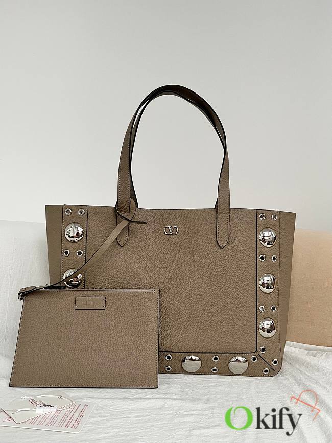Okify Valentino Garavani Nellcôte Bag In Gray Calfskin 40x30x13cm - 1