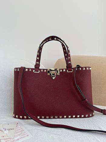 Okify Valentino Garavani Rockstud Large Bag In Dark Red 32x29x7cm