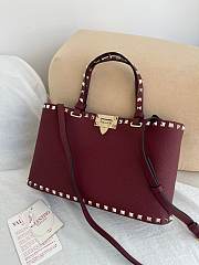 Okify Valentino Garavani Rockstud Large Bag In Dark Red 32x29x7cm - 6