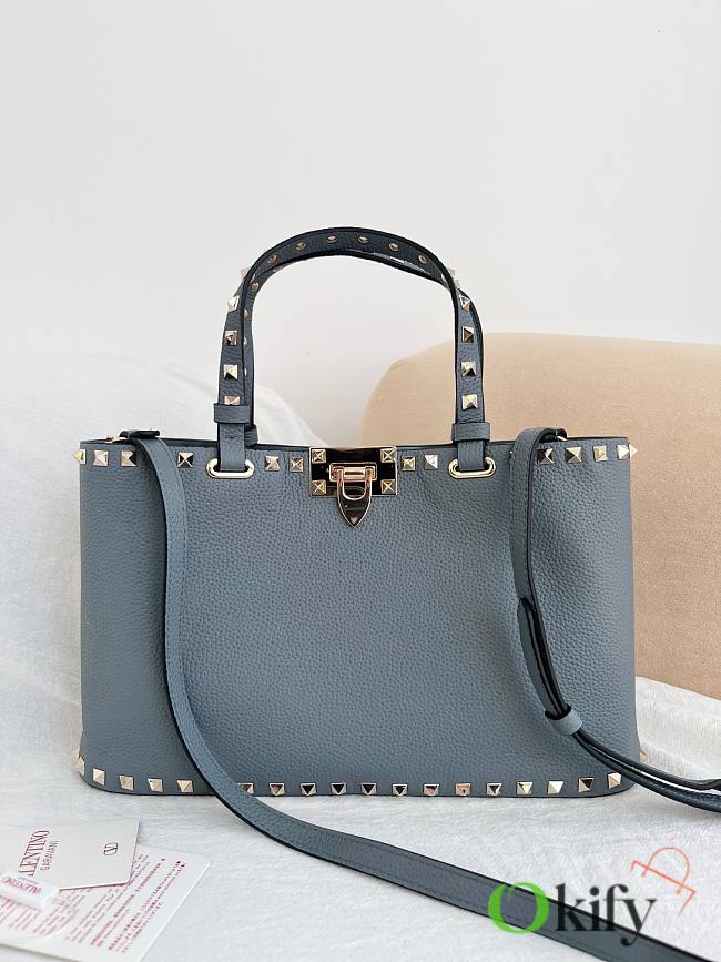 Okify Valentino Garavani Rockstud Large Bag In Blue 32x29x7cm - 1