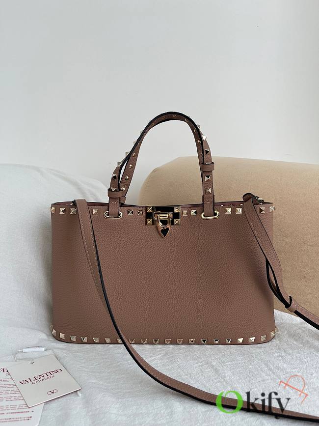 Okify Valentino Garavani Rockstud Large Bag In Brown 32x29x7cm - 1