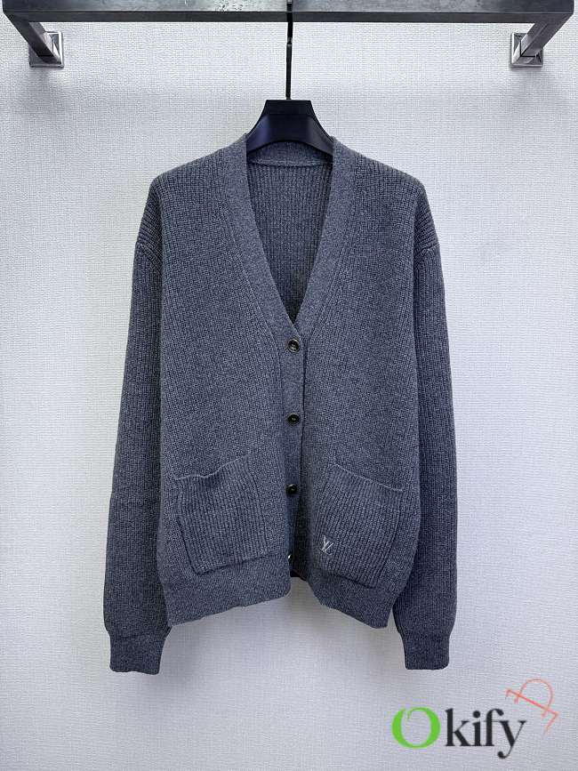 Okify Louis Vuitton Gray Cardigan Unisex 26046 - 1